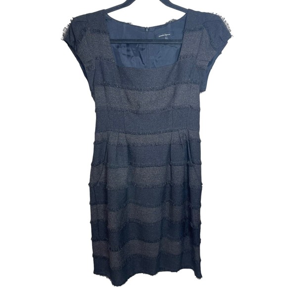 Nanette Lepore Designer Catch Me Cap Sleeve Gray Brown Black Dress Size 6 Career - Picture 3 of 14